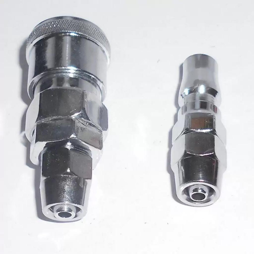 Sambungan Selang kompresor Penumatic Quick Coupler 1/4" 20Sp 1 Set- Silver, khusus sambungan selang 