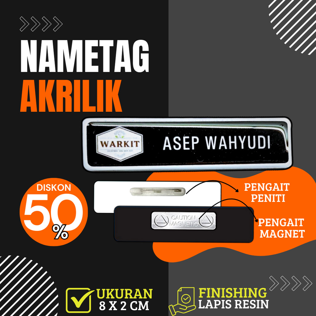 SEHARI JADI Name Tag Tebal 3 mm Nama Dada Papan Nama Grafir Gravir Gravier DOFF Laser MURAH( Nametag