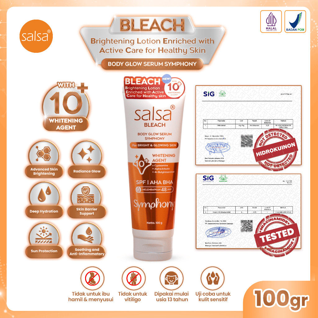 RF KENDARI - SALSA Body BLEACH Body Glow Serum Symphony Hand Body Lotion Mencerahkan Bleaching