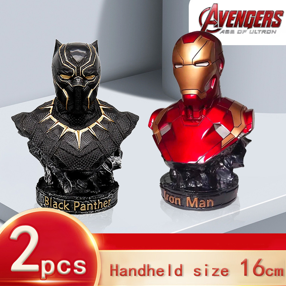 Iron Man Panther Bust Anime Figure Statue marvel Avengers Large Figure Living Room Ornament Resin Co