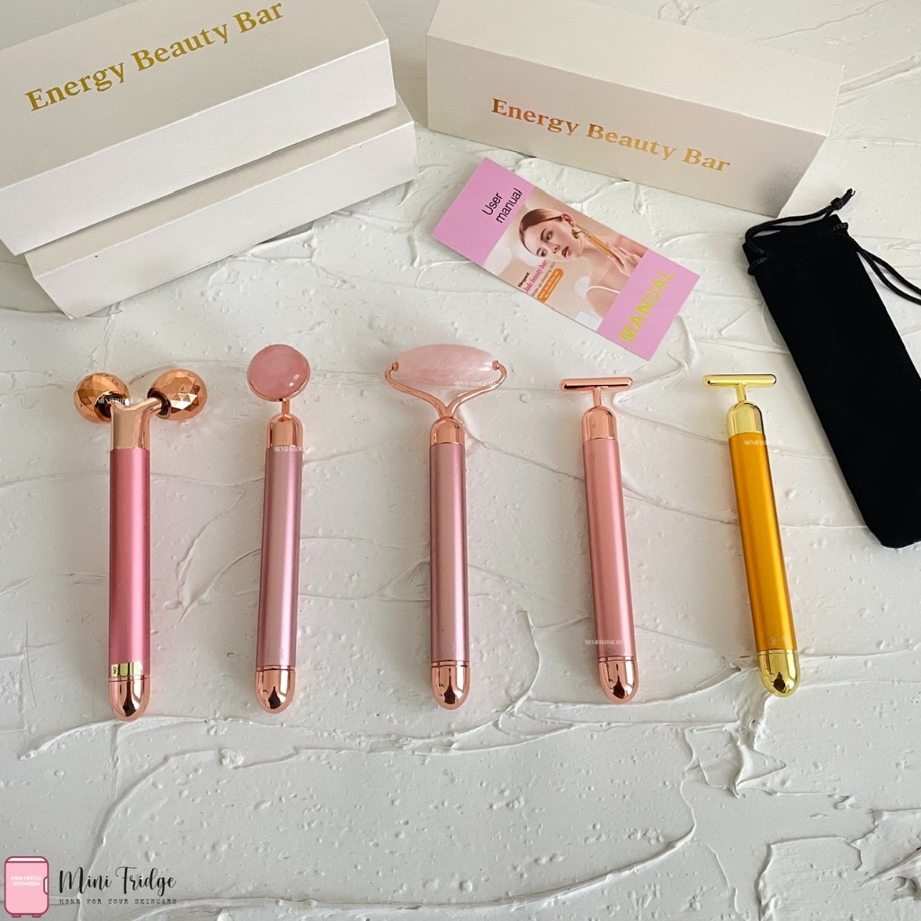 V Glow - Electric Energy Beauty Bar - alat pijat wajah rose quartz face massager jade roller