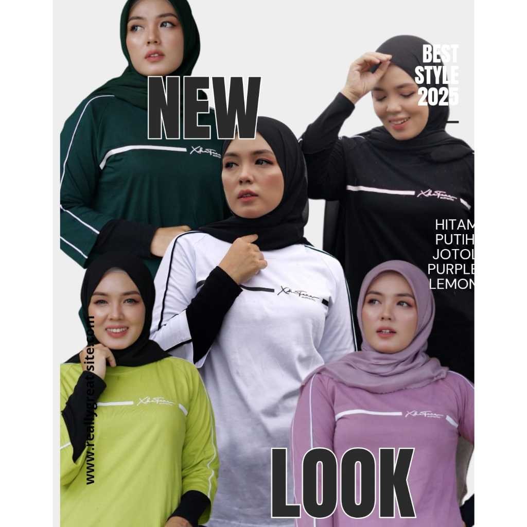 LAPAKSHOP Xhafana Kaos Lengan 7/8 Katun Combed Warna Beragam