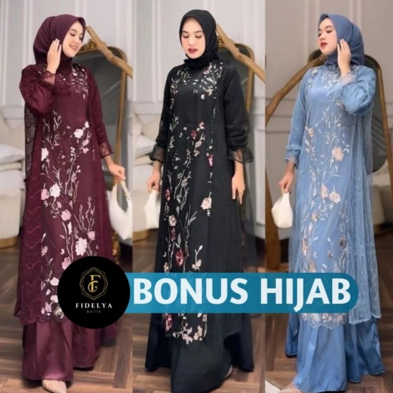 PAPESZ Free Hijab - ADA JUMBO Special Price ZEYA Dress Set ( Dress + Tunik Blouse Lace ) Dress Terba