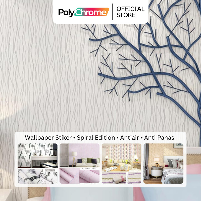 Wallpaper Stiker Dinding Spiral & Garis Gelombang Hitam Praktis Coklat Abu Cakra Lingkaran Coklat GH