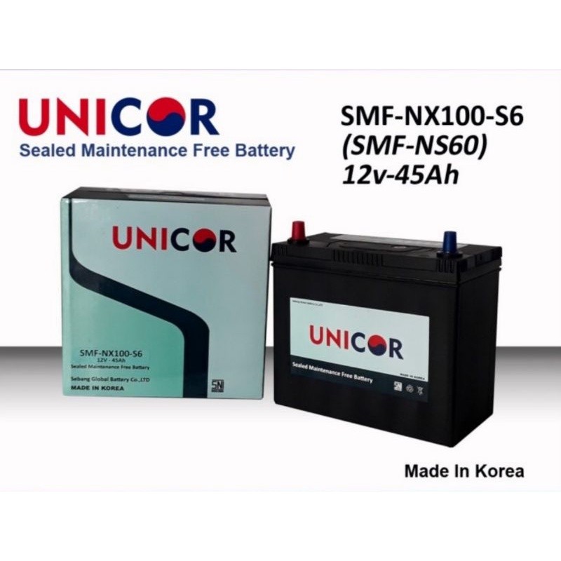 Aki Unicor SMF-NX100-S6 (NS60)| Avanza, Xenia lama dll | Made in KOREA
