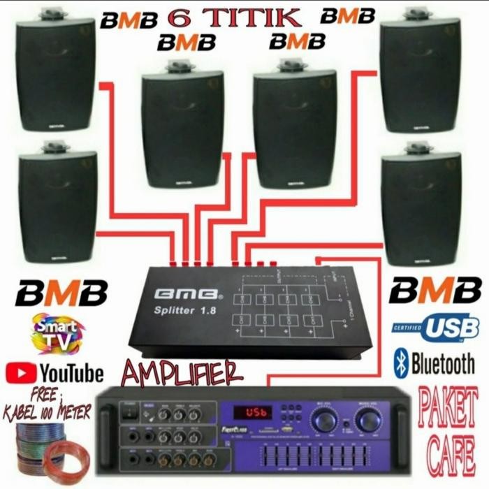 Paket Sound BMB KG-511 6 Titik Speaker Cocok Buat Masjid Cafe Restoran