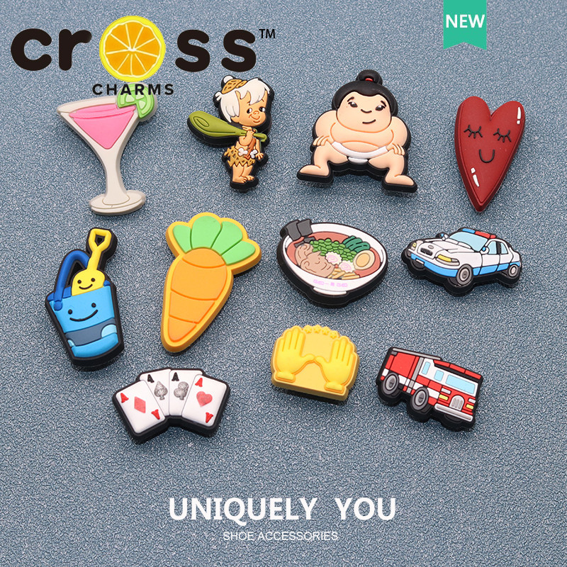 JJBXC cross charms Shoe Buckle Hole Shoe Accessories Cartoon Fun DIY Poker Sumo Police Car Fire Truc