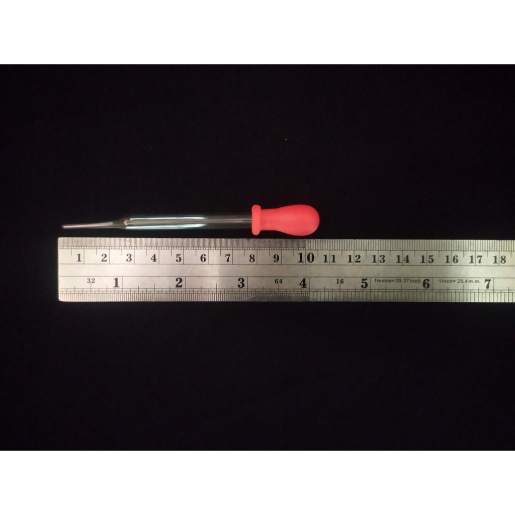 Pipet Tetes Kaca Pendek, Pipet Dot Merah, Pipet Tetes