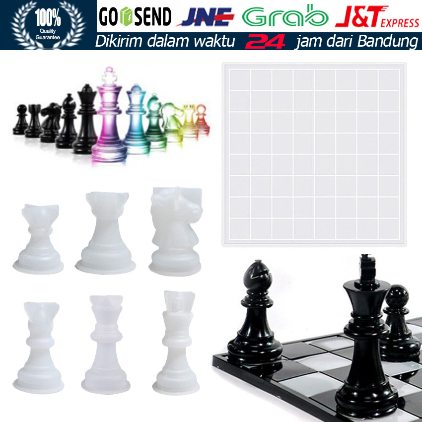 Cetakan Resin Silicone Mold Chess / Cetakan Catur 3D Epoxy DIY / Cetakan Kue Coklat & Puding / Alat 