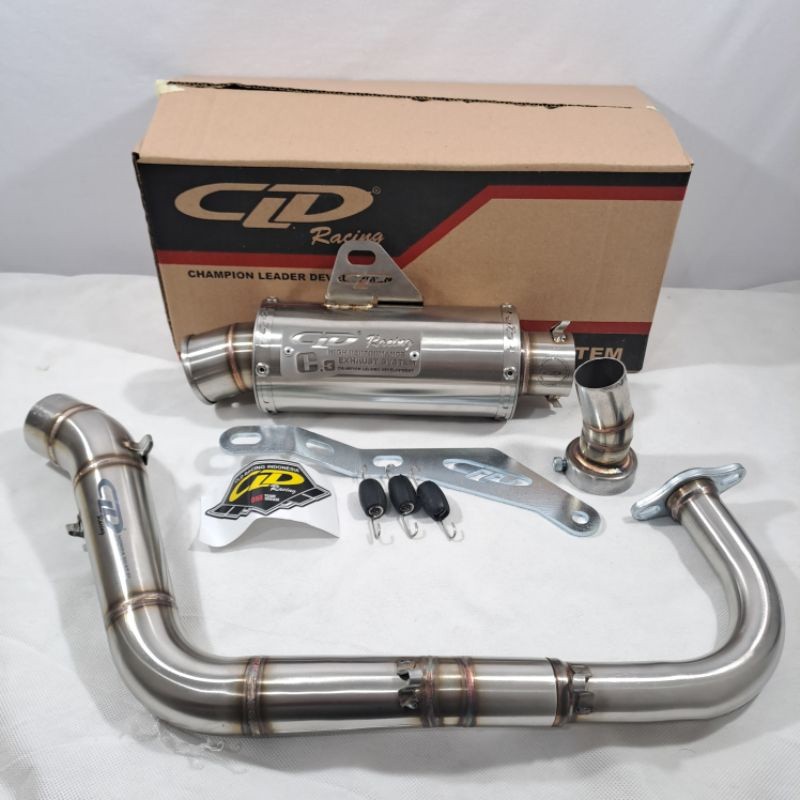 Knalpot CLD Type New C3 Bulat Beat karbu fi esp Scoopy Vario 110 Mio Mio J Mio M3 Genio