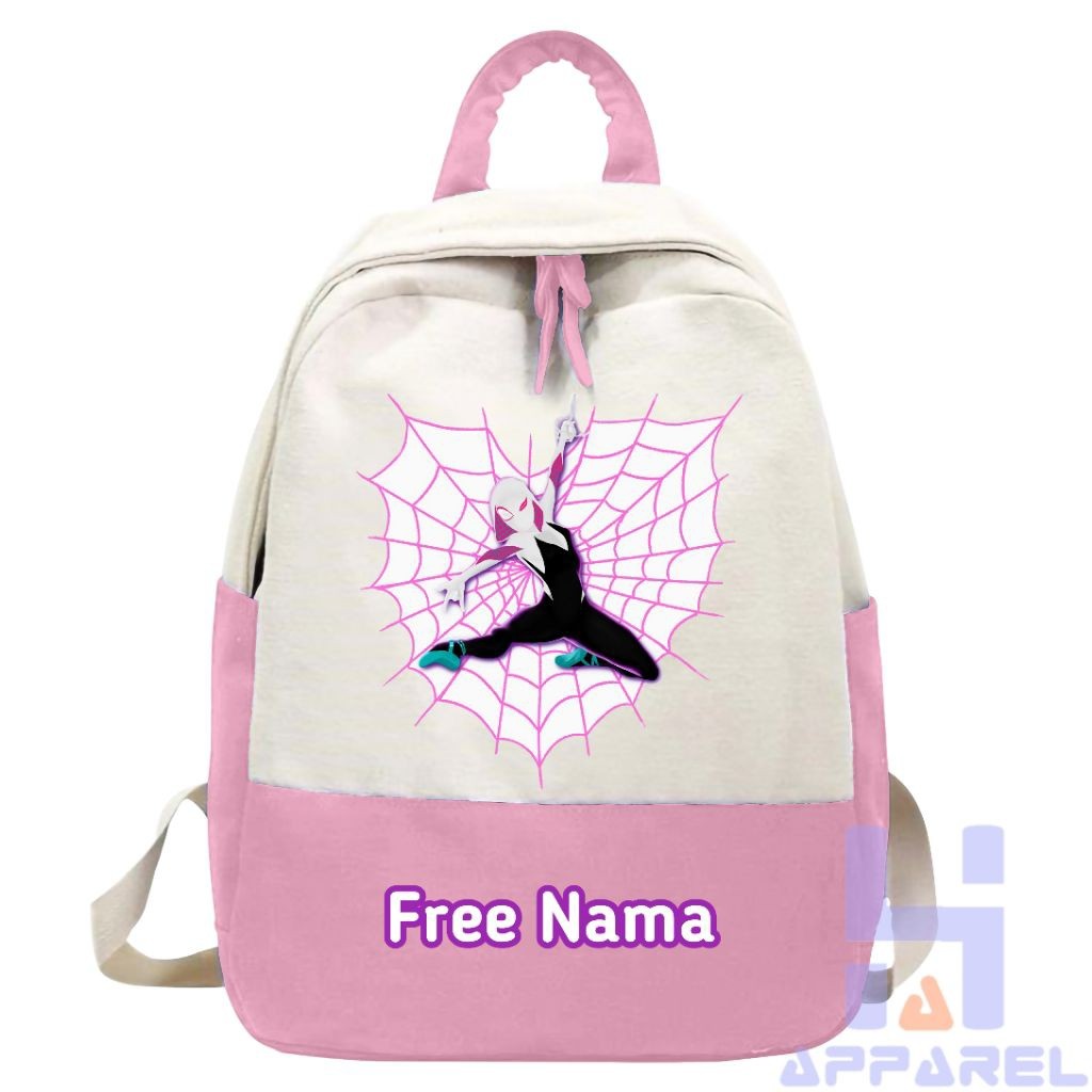 TAS RANSEL ANAK GWEN SPIDERMAN ACROSS THE SPIDER VERSE FREE NAMA - HABIBIE'S