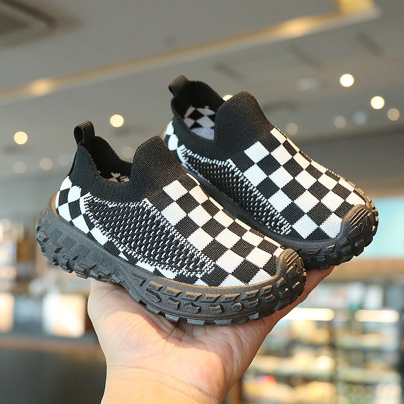 Ooppi Me -  Sepatu Slip On Santai Bahan Anak Knit Cewek Cowok Catur