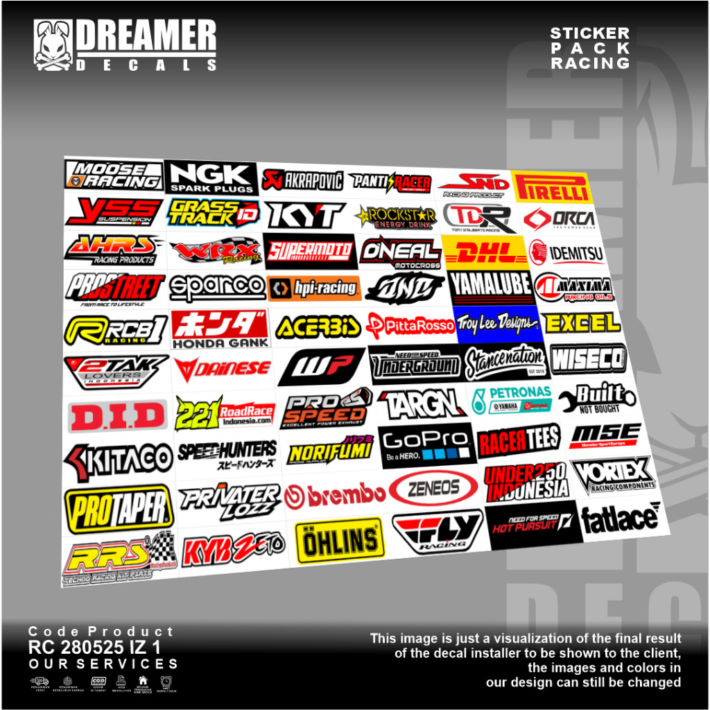 Sticker Stiker Pack Racing Sponsor Balap Sponsor Racing