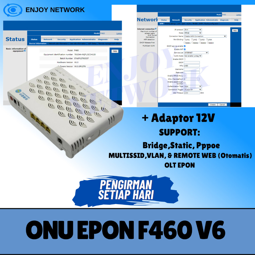 ONU EPON F460 V6 + Dengan Adaptor