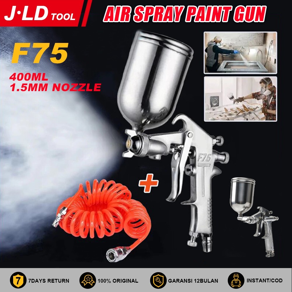 JLD Spray Gun  Semprotan Cat Kompresor F75/F2 Semprotan Cat Kompresor Nozzle 1.5mm/0.5mm Cat Semprot