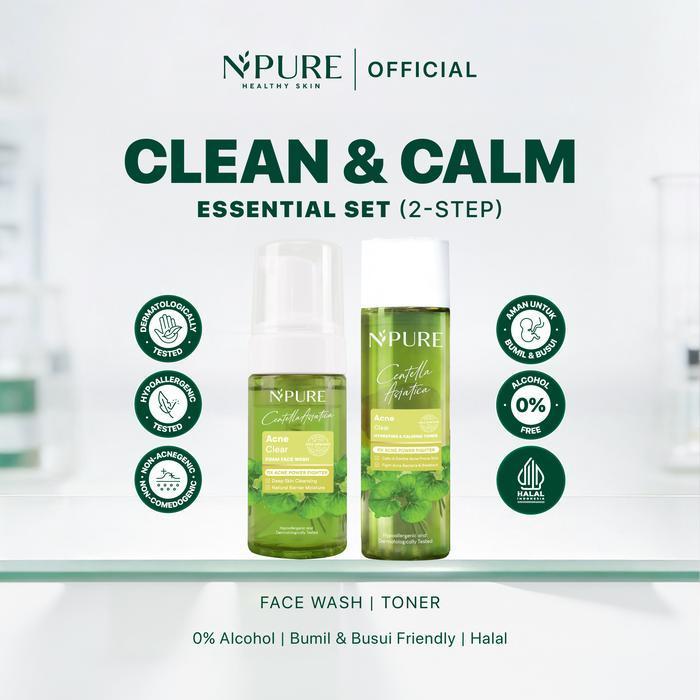 [BUNDLE TONER+FACIAL WASH] NPURE Paket Face Wash + Toner/Cica / Marigold / Noni / Licorice Mencerahk