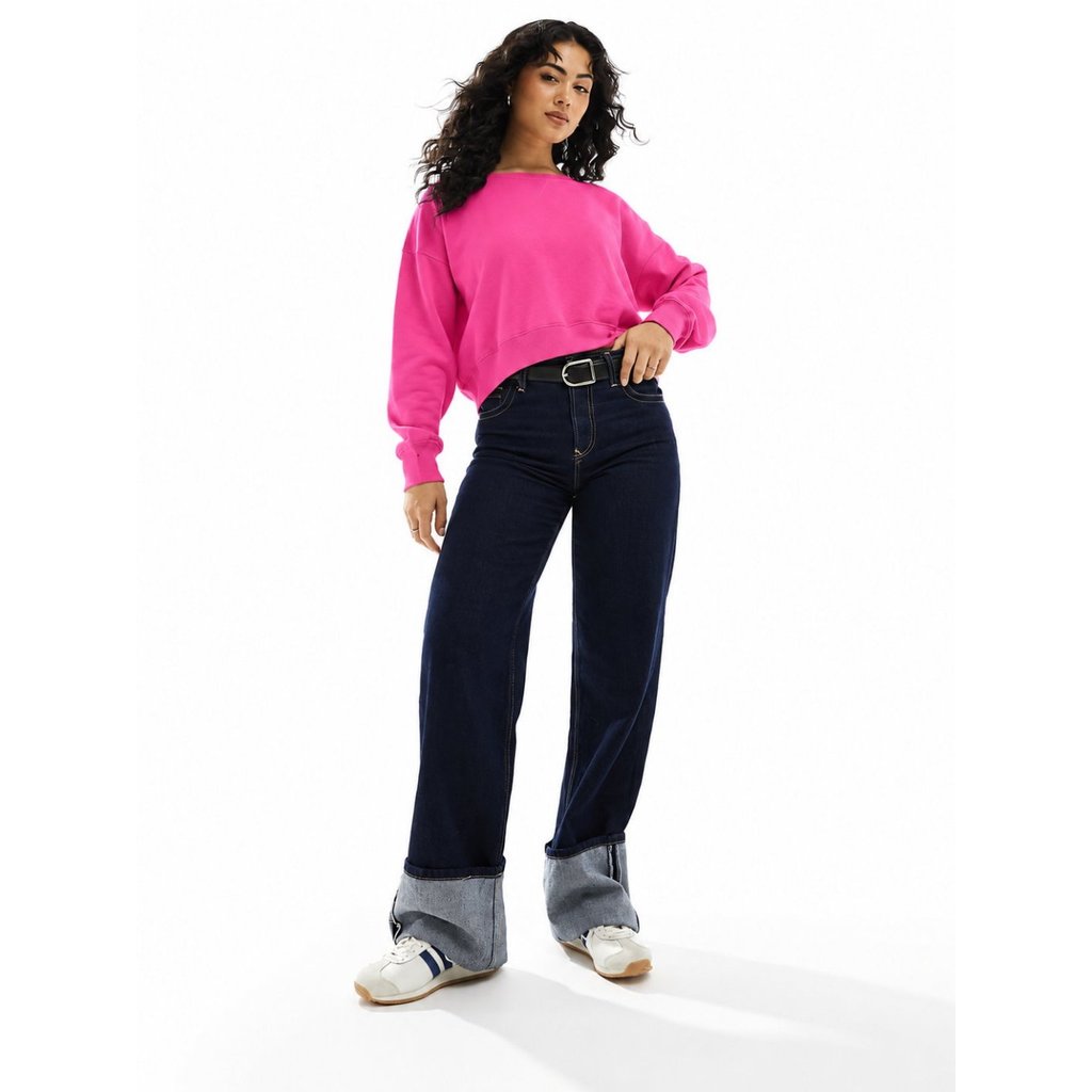 Sweater Oversize Wanita Bahan Terry HLS Boat-Neck Oversized Sweatshirt - 2638