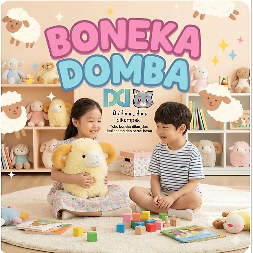 Boneka Kambing Domba ukuran XL Boneka Domba Bertanduk souvenir aqiqah Kado Hadiah
