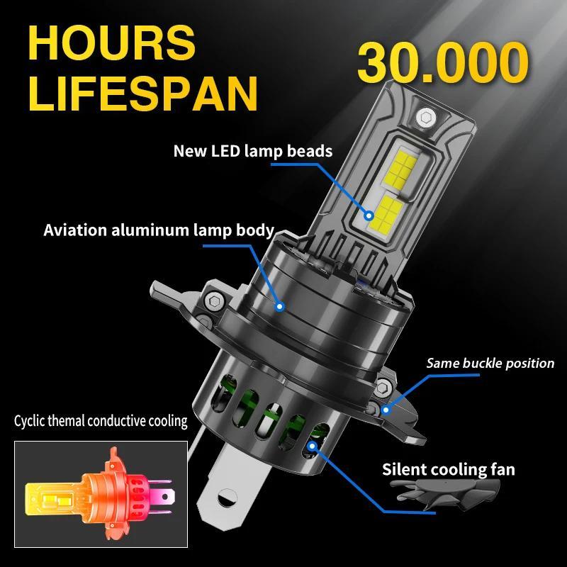 1/2PCS Motorcycle Lamps 70W White 20000LM H4 9003 LED Headlight Moto Front Replacement Bulb Lights F