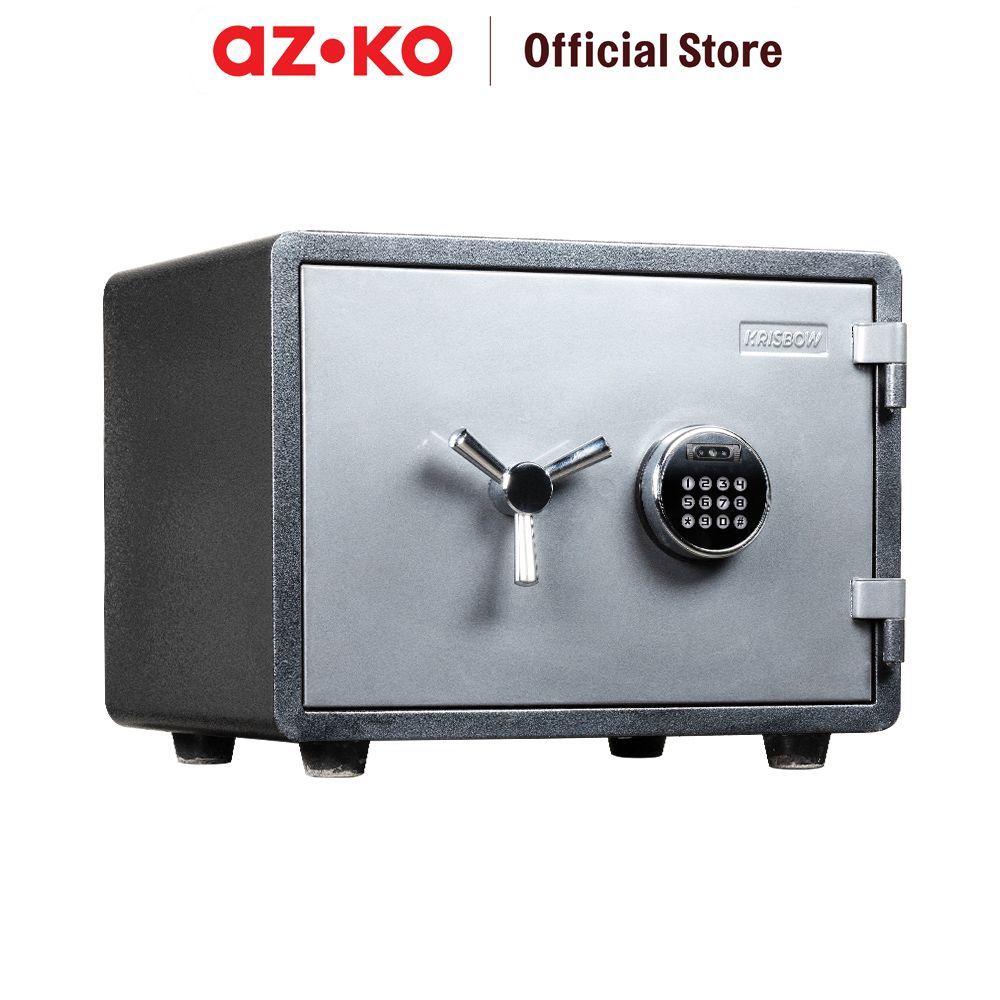 AZKO Krisbow 49.6X39X38 cm Vision Brankas Tahan Api Face Recognition 1Ef - Abu-Abu Fire Safe Touch S
