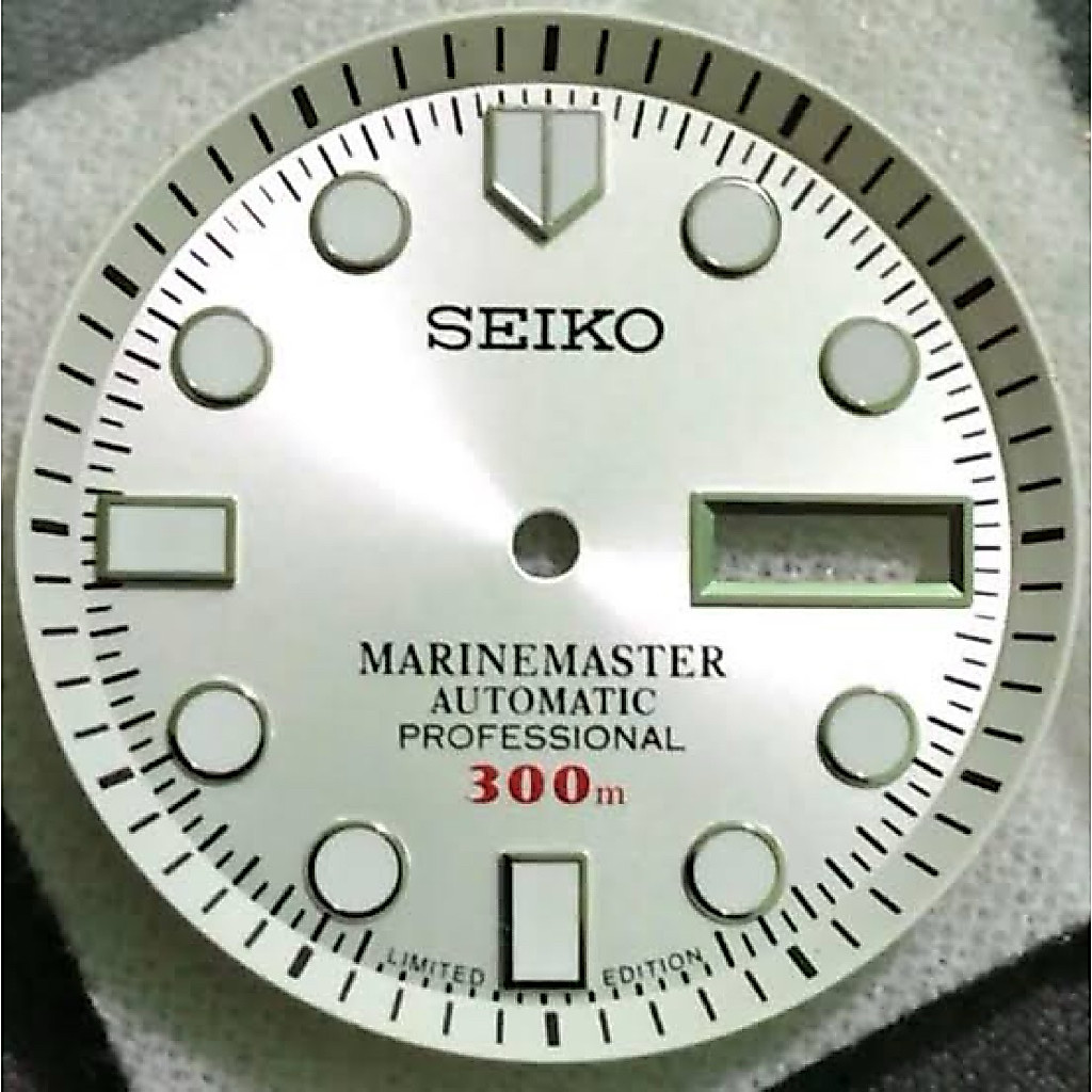 seiko dial GMT marinemaster 300m silver nh35 nh36 7s26 white index silver 28,5mm superlume