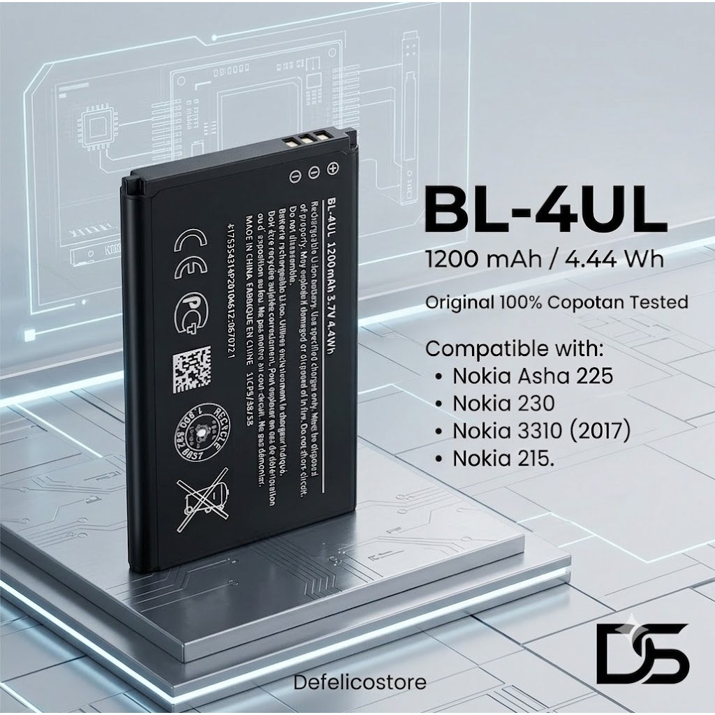 Baterai Nokia BL-4UL Original 100% - Battery Nokia Asha 225, 3310 Reborn, 230 330