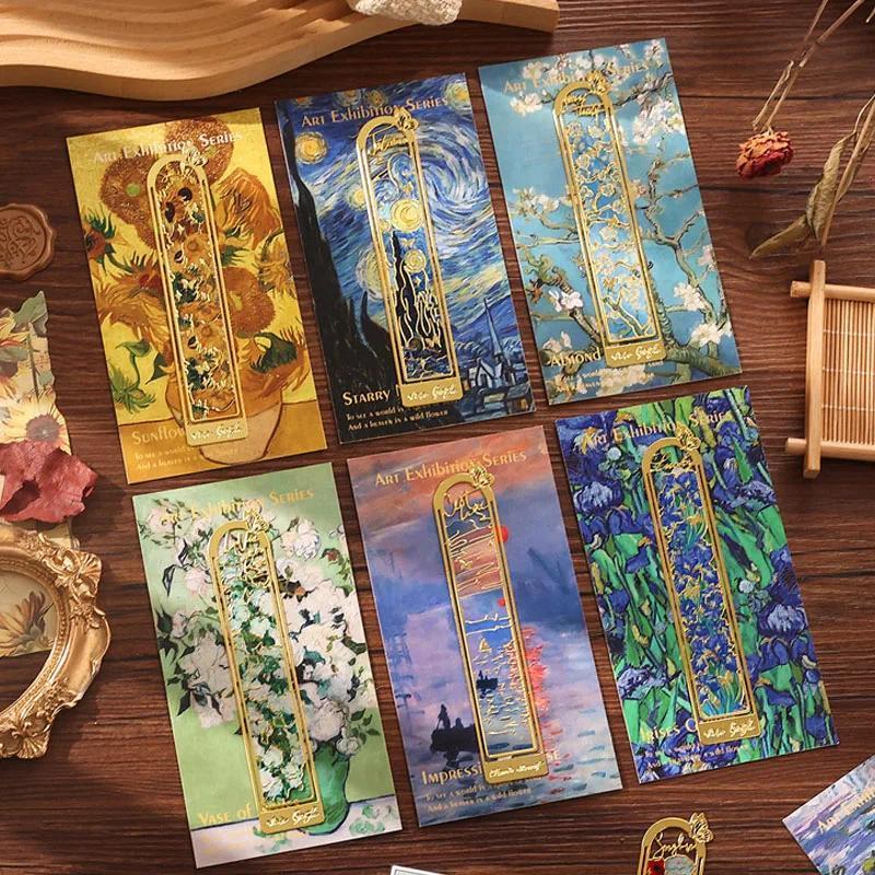 Art Exhibition Series Oil Painting Metal Bookmark Hollow Out Creative Bookmark Aesthetic Gifts for B