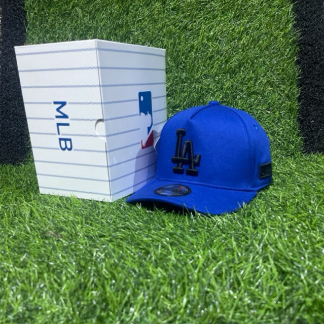 LA Hitam Bahan Biru Topi Premium Full Tag MLB Topi Baseball