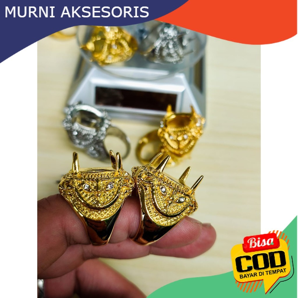 Murni Aksesoris. Emban Ring Titanium Warna Gold dan Silver Motif Langka / Cangkang Cincin Batu Akik 