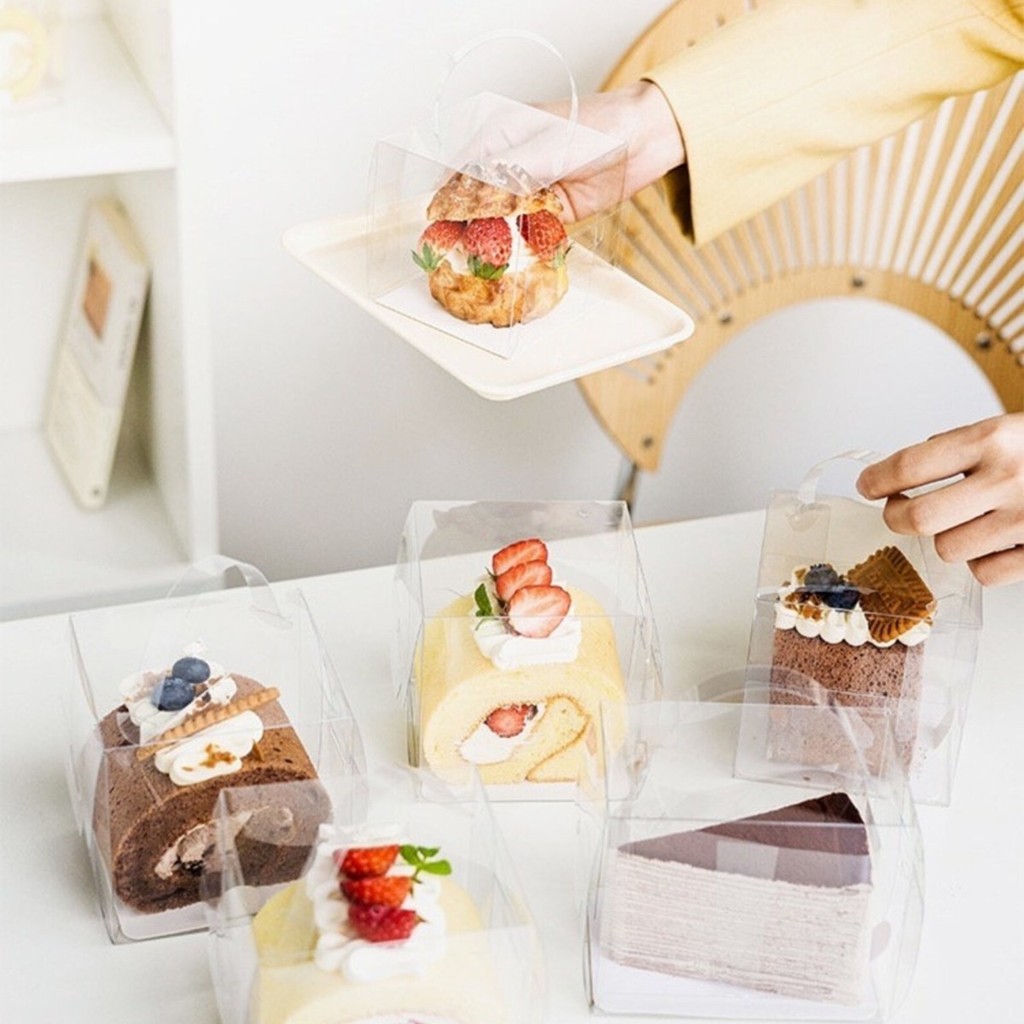 10pcs Cake Slice Box Mika Jinjing Packaging Mika Jinjing Kotak Cake Slice Kemasan Packaging Hampers 