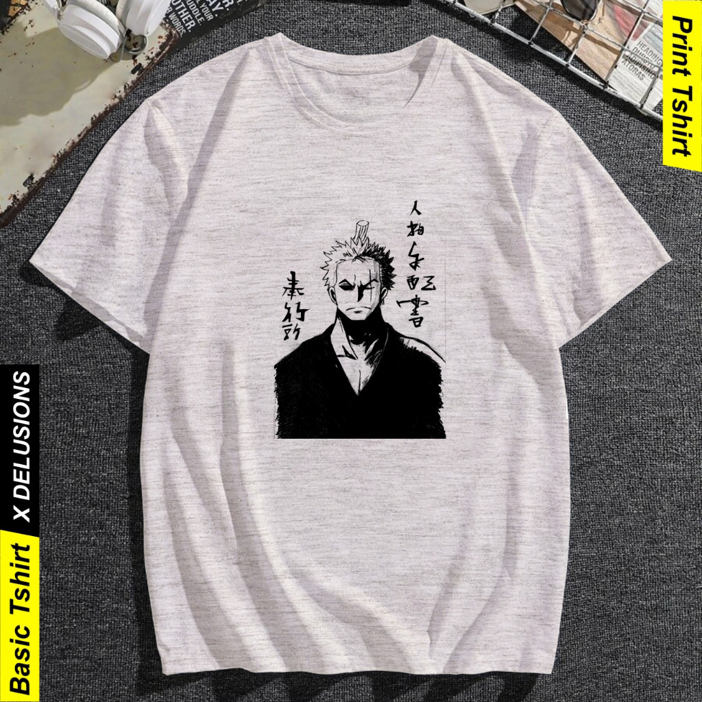 Kaos Pria Zoro One Piece Vintage Tee Baju Distro Anime Jepang Sablon Premium Oversize Unisex