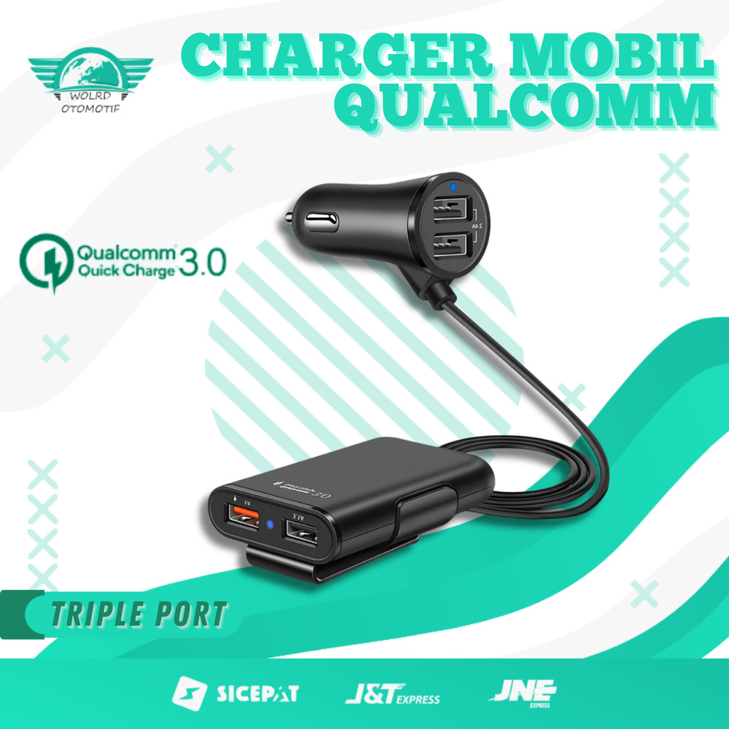Charger Mobil 4 Port USB – Fast Charging 3.1A dengan Qualcomm Quick Charge CHG1
