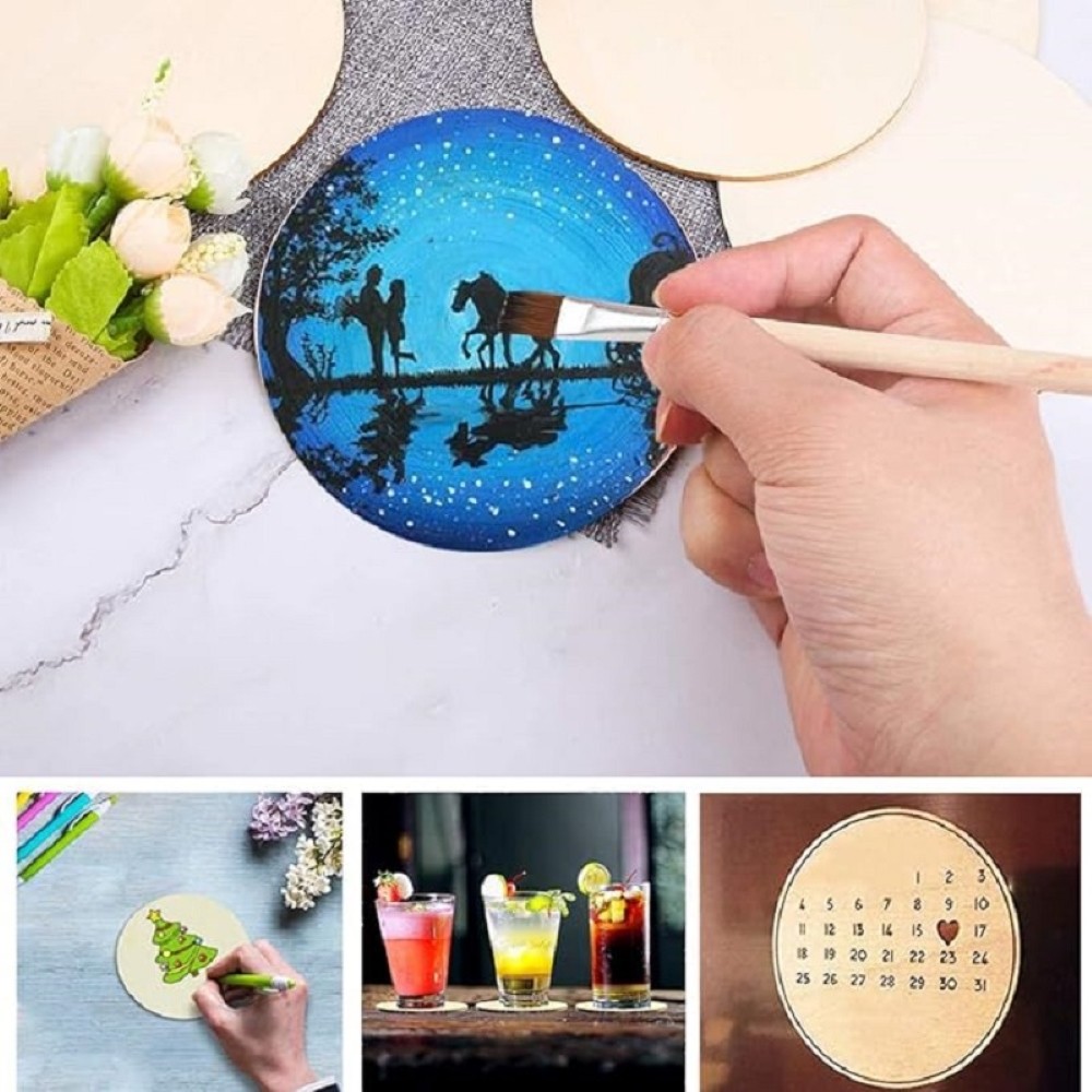 

Blank Wood Circles for machines for Wood Costers, DIY Crafts and Home Decoration Party Decoration Blank Wood Slices Children and Students DIY Props Circle Canvas (4mm thickens)