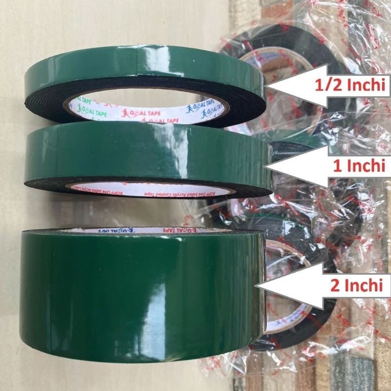 

(wk acc) Doubletape busa (1/2 inch) (1 inch) (2 inch) / Double Tape Foam / isolasi bolak balik Pe foam/ Double Tape busa Hijau