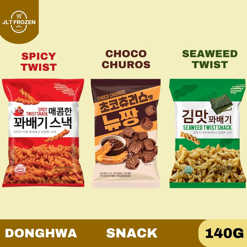 

Donghwa Snack 140g / 110g / Seaweed Twist / Spicy Twist / Choco Churos / Cemilan / Snack Import Korea