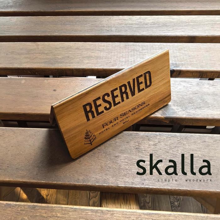 

Skalla Reserved sign kayu table number nomor meja cafe resto hotel restoran custom - Reserved 11x5.5cm