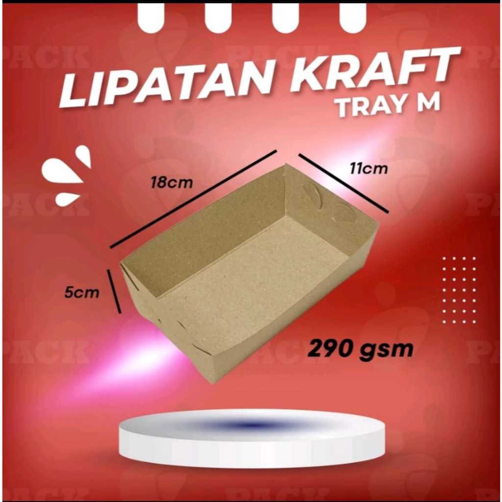 HCS - Paper Tray Dine In Kraft 290gsm Piring Nampan Kertas Alas Tempat Makan Kentang Sosis Burger Di