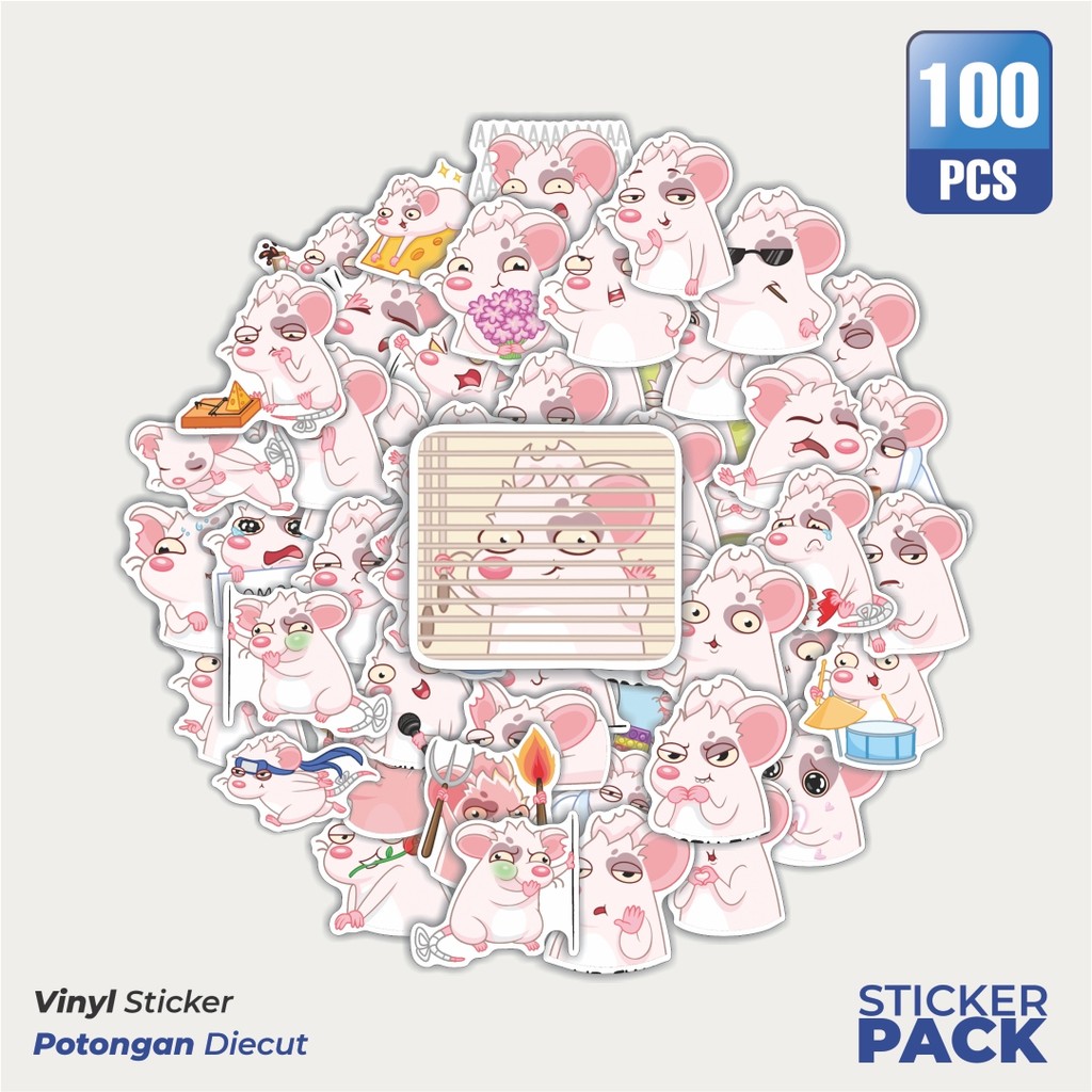 

Super Hemat! 100 PCS Stiker Hewan Babi Cute Mike White Waterproof Aesthetic- Untuk Laptop, Motor, dan Helm - Paper Stationery Pack