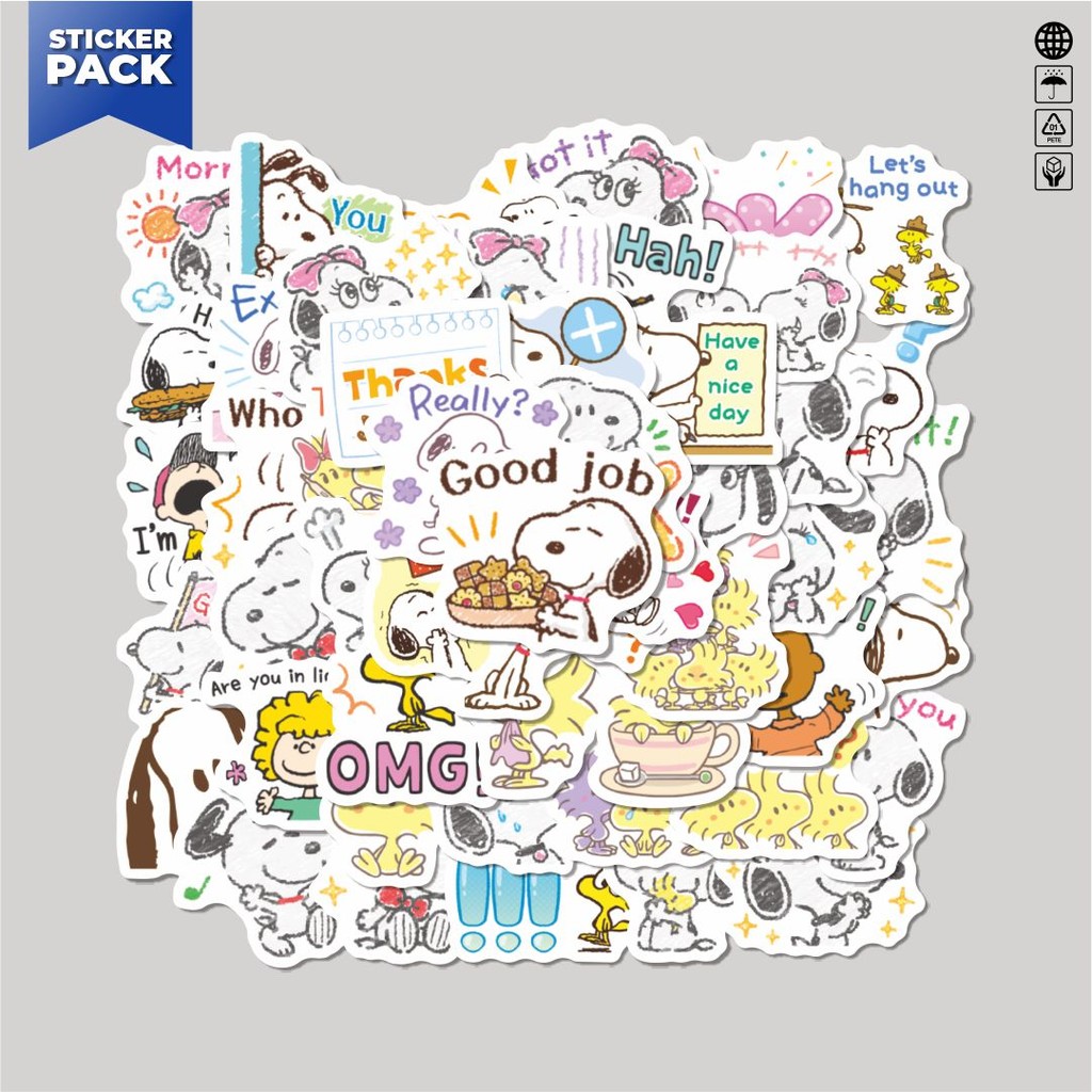 

[100PCS]Stiker Pack Stiker Kartun Random Kartun Snoopy Animal Cute Aesthetic Vinyl Anti Air Dekorasi Sticker Laptop Buku Journal Koper Helm Casing HP Gitar Helm Skateboard