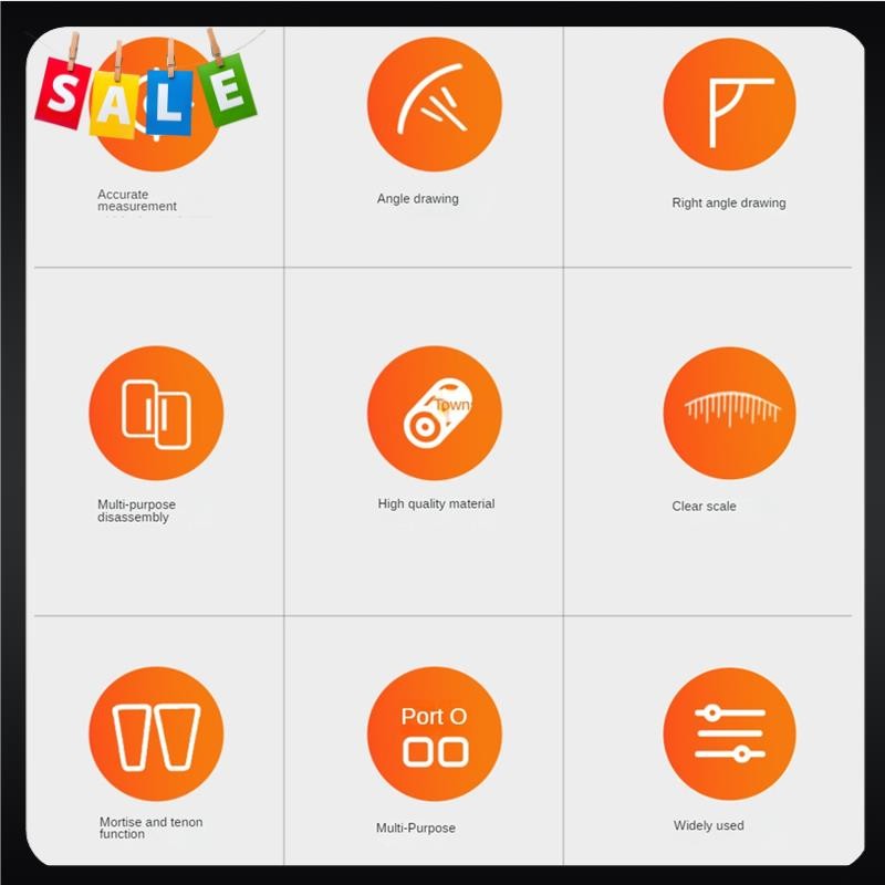 

ABEZ 90°/45°Woodworking Ruler 3D Multifunctional Adjustable Angle Right Angle Ruler Scriber Carpentry DIY Measurement Tools Dura