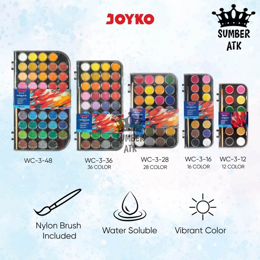 

TERLARIS Watercolor Set Cat Air Joyko WC-3 12 , 16 , 28 , 36 , 48 COLOR