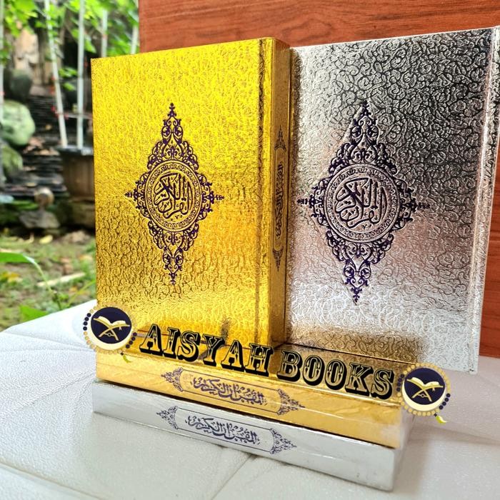 

Al Quran Non Terjemah Cover Emas / Perak Ukuran Tanggung A5 Kertas HVS Hard Cover Alquran Putih Alquran - Gold