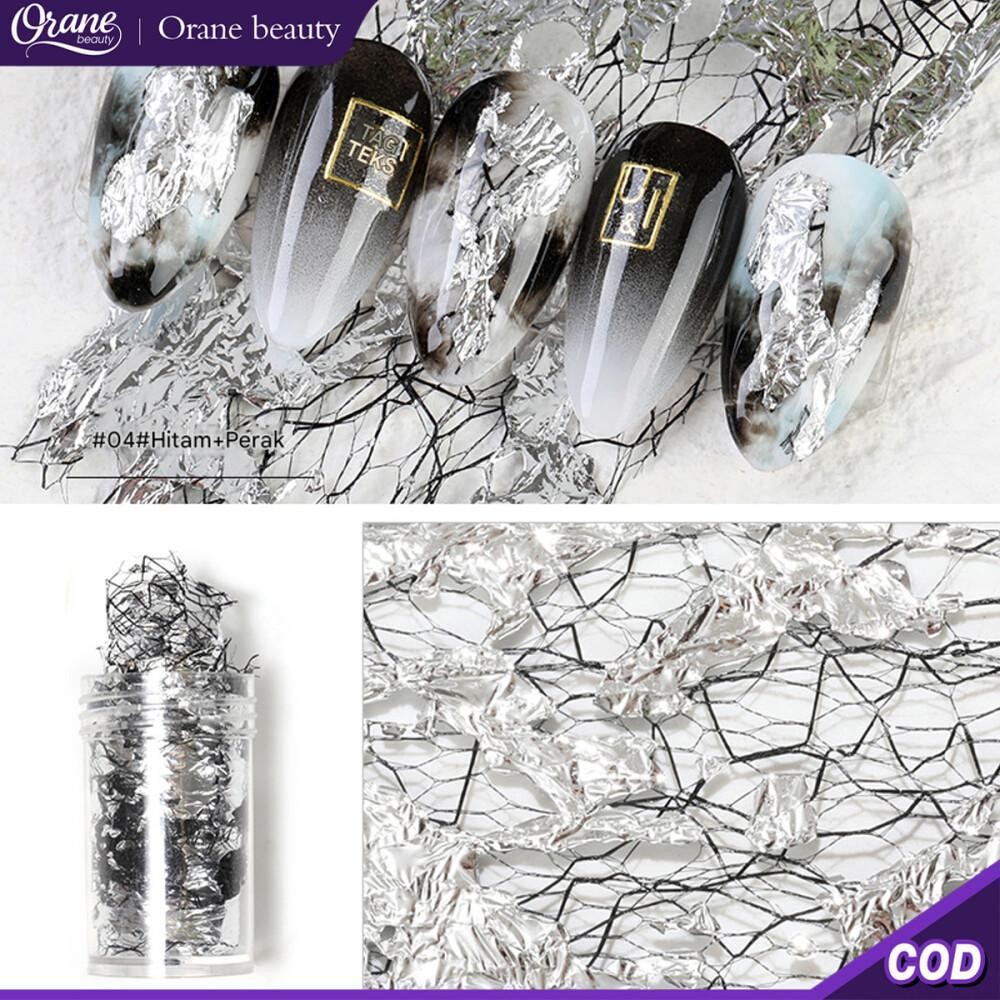Oranebeauty Kertas foil emas Sally mesh emas dan perak foil mesh benang emas Aksesoris seni kuku ter