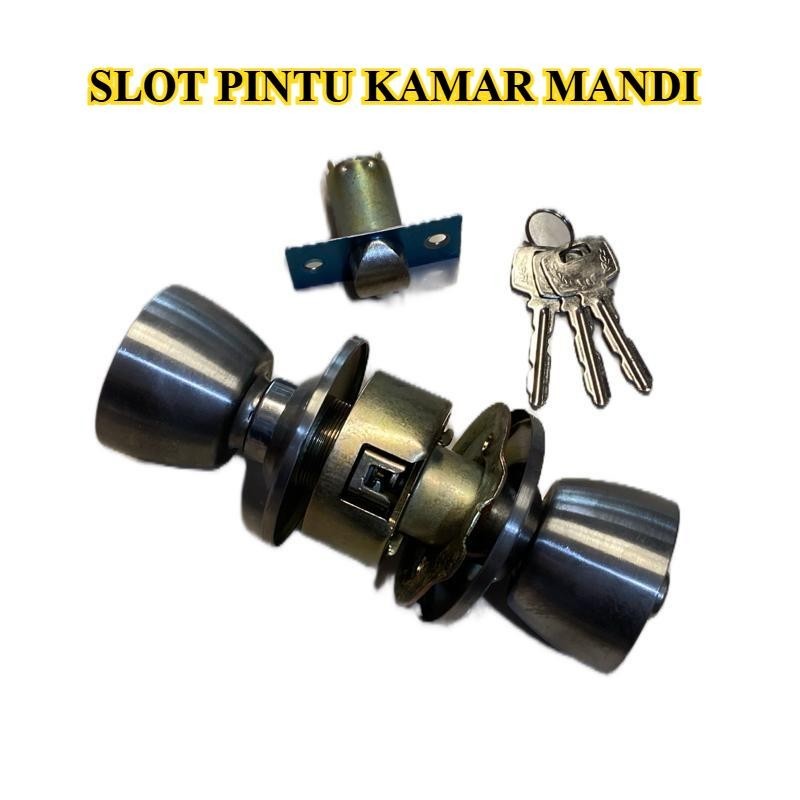 Handle Kunci Pintu WC Bulat Stainless – Pegangan Pintu Kamar Mandi Besi Anti Karat Kokoh