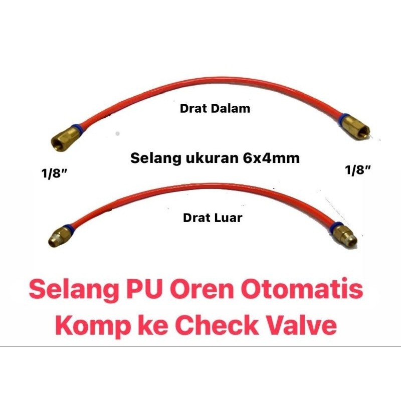 Selang PU Oren Otomatis Kompresor Ke Check Valve - Sparepart Kompresor