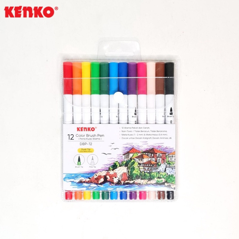 Brush Pen Kenko 12 Warna - Pena Kuas Warna