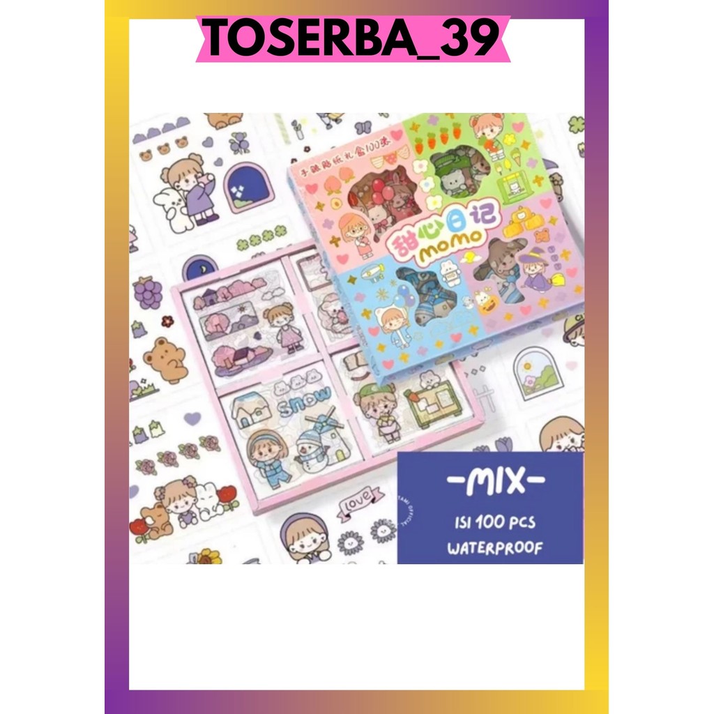 

T39 STICKER LABUBU VIRAL MOMO NONO ISI 100 LEMBAR / BOX WATERPROOF PET STIKER NEW
