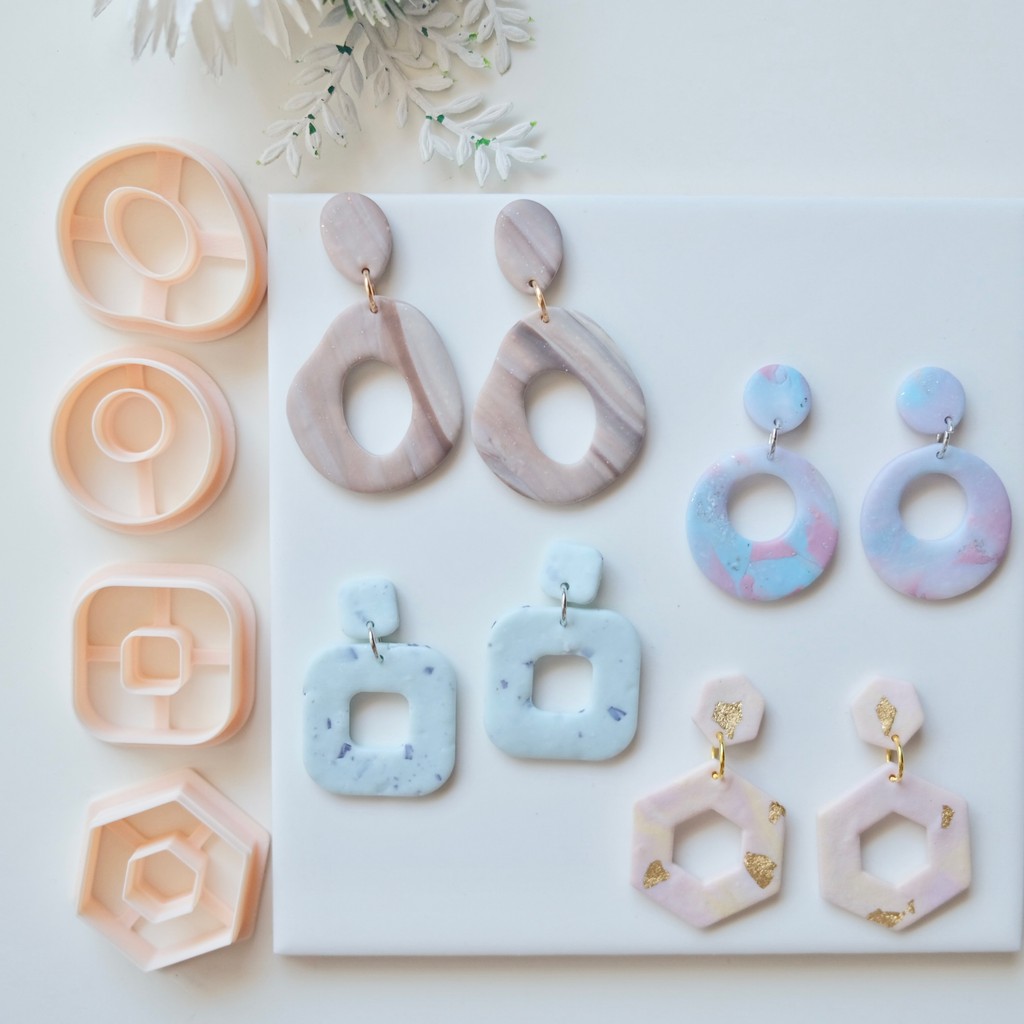 

Geometric Hollow Polymer Clay Cutter for Earrings & Jewelry Making, Irregular Oval, Circle, Square, Hexagon Donut Clay Molds