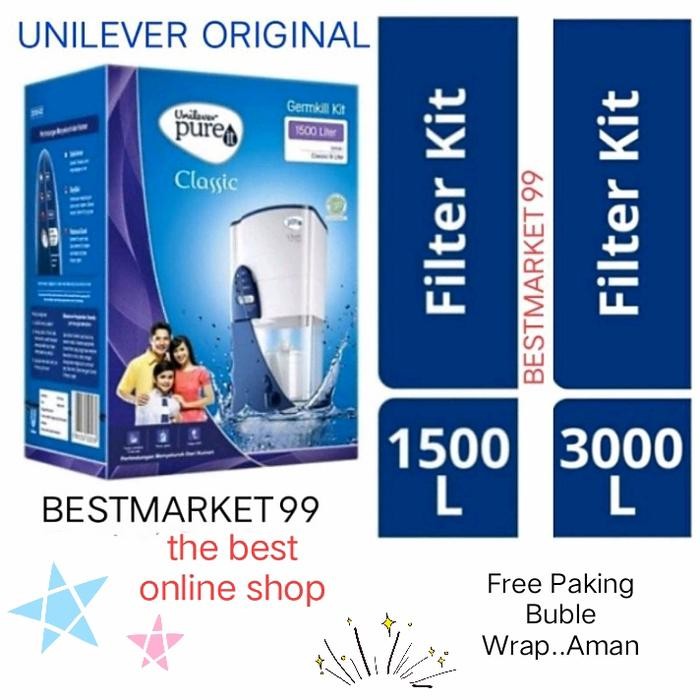 Unilever Pure IT Classic Germkill Kit ukuran 1500L & 3000L Filter Air Berkualitas Tinggi dengan Pros