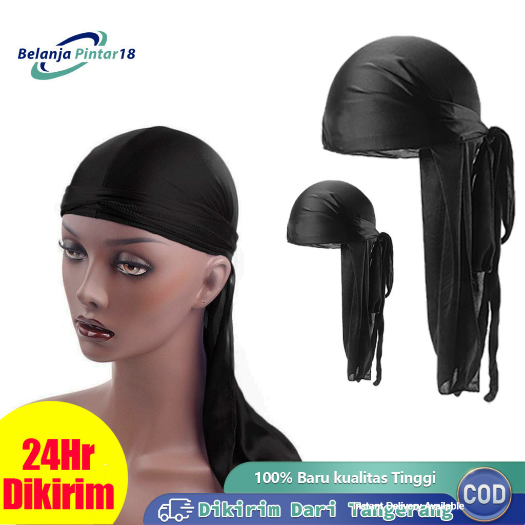 Durag Bandana Hip Hop Durag Ikat Kepala Silk Pirate Hat Topi Durag Kondusif Untuk Berkendara